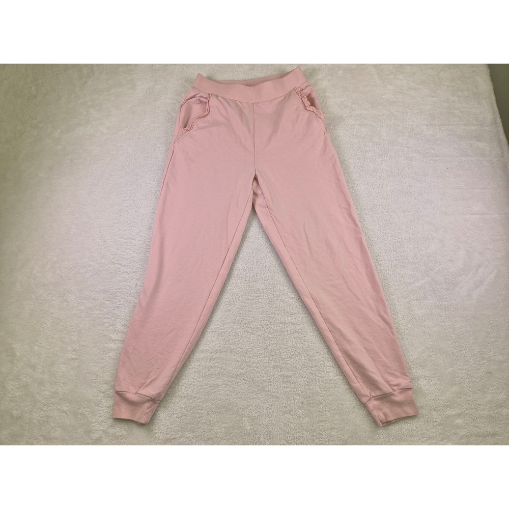 J.Crew Womens Ruffle Trim Joggers Pink French Terry Sweatpants C1761 Small